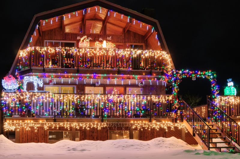 Christmas lights create a festive atmosphere
